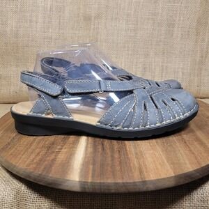 Clarks Bendables Fisherman Sandals Women's Size 9 W Gray Leather Mary Jane Shoes